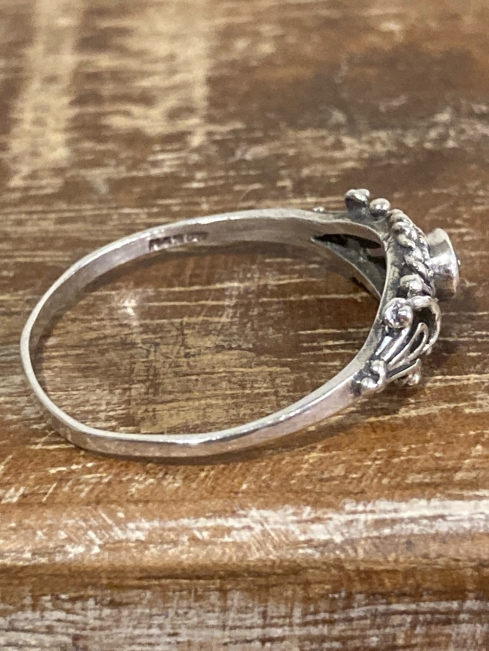 Sterling Silver Ring - 925 TM - Rope Bezel - Clear Stone - Size 9.25 - Picture 10 of 15
